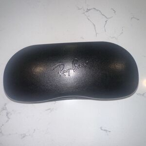 RAY BAN SUNGLASSES HARD CASE eyeglass glasses black Faux Leather  Cleaning Cloth